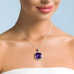 Marokkanischer Amethyst-Silberhalskette