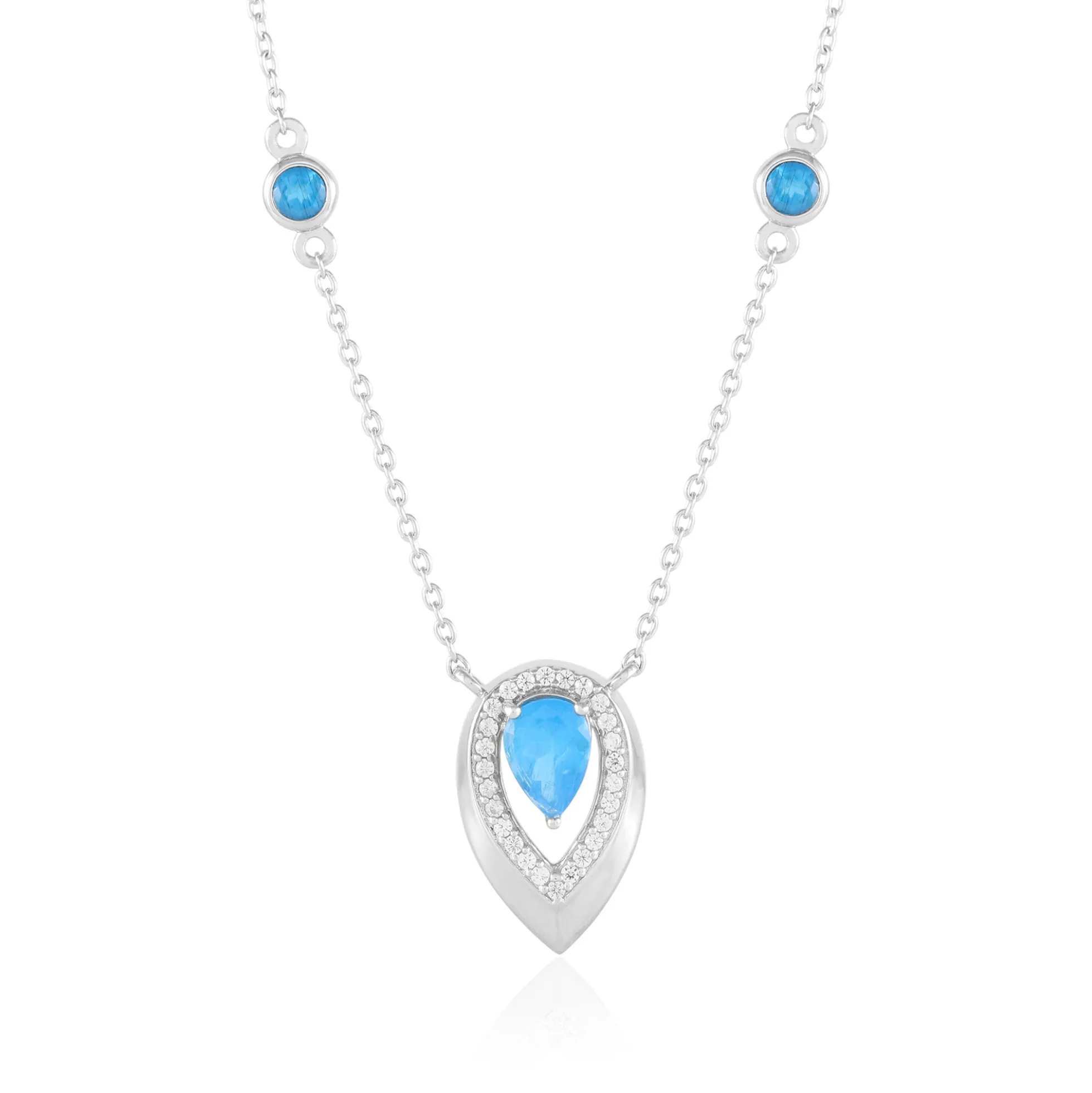 Neonblauer Apatit-Silbercollier