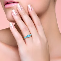 Neonblauer Apatit-Silberring
