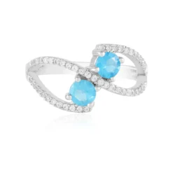 Neonblauer Apatit-Silberring