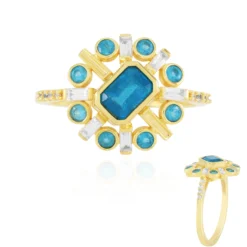 Neonblauer Apatit-Silberring