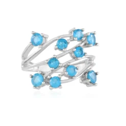 Neonblauer Apatit-Silberring