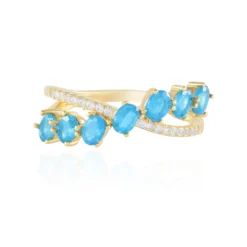 Neonblauer Apatit-Silberring