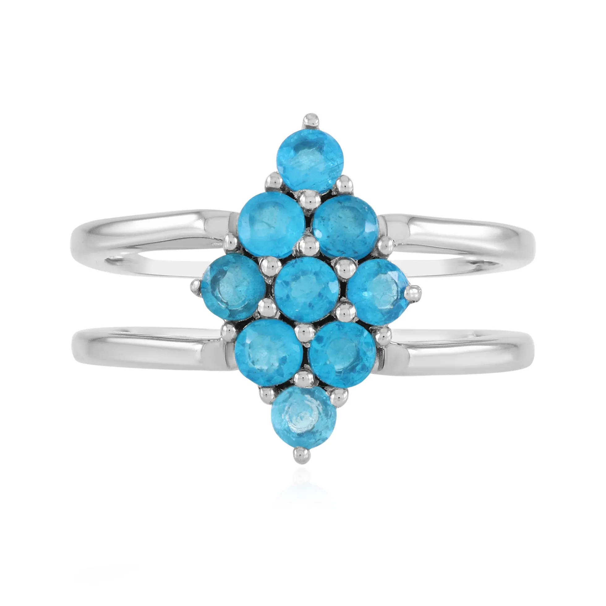 Neonblauer Apatit-Silberring