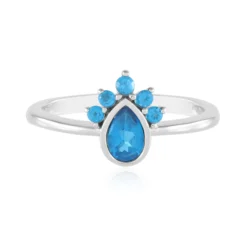 Neonblauer Apatit-Silberring