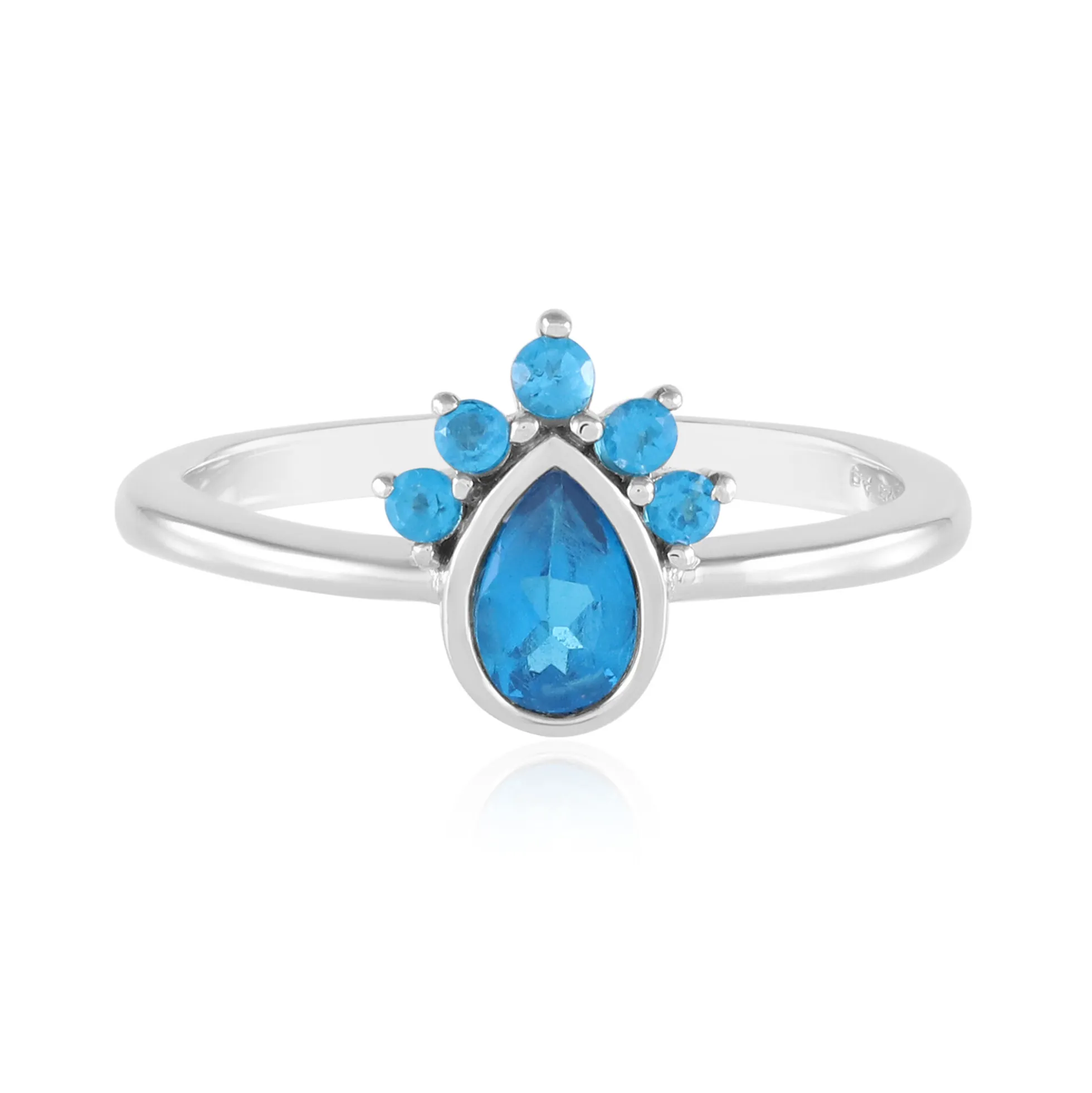 Neonblauer Apatit-Silberring