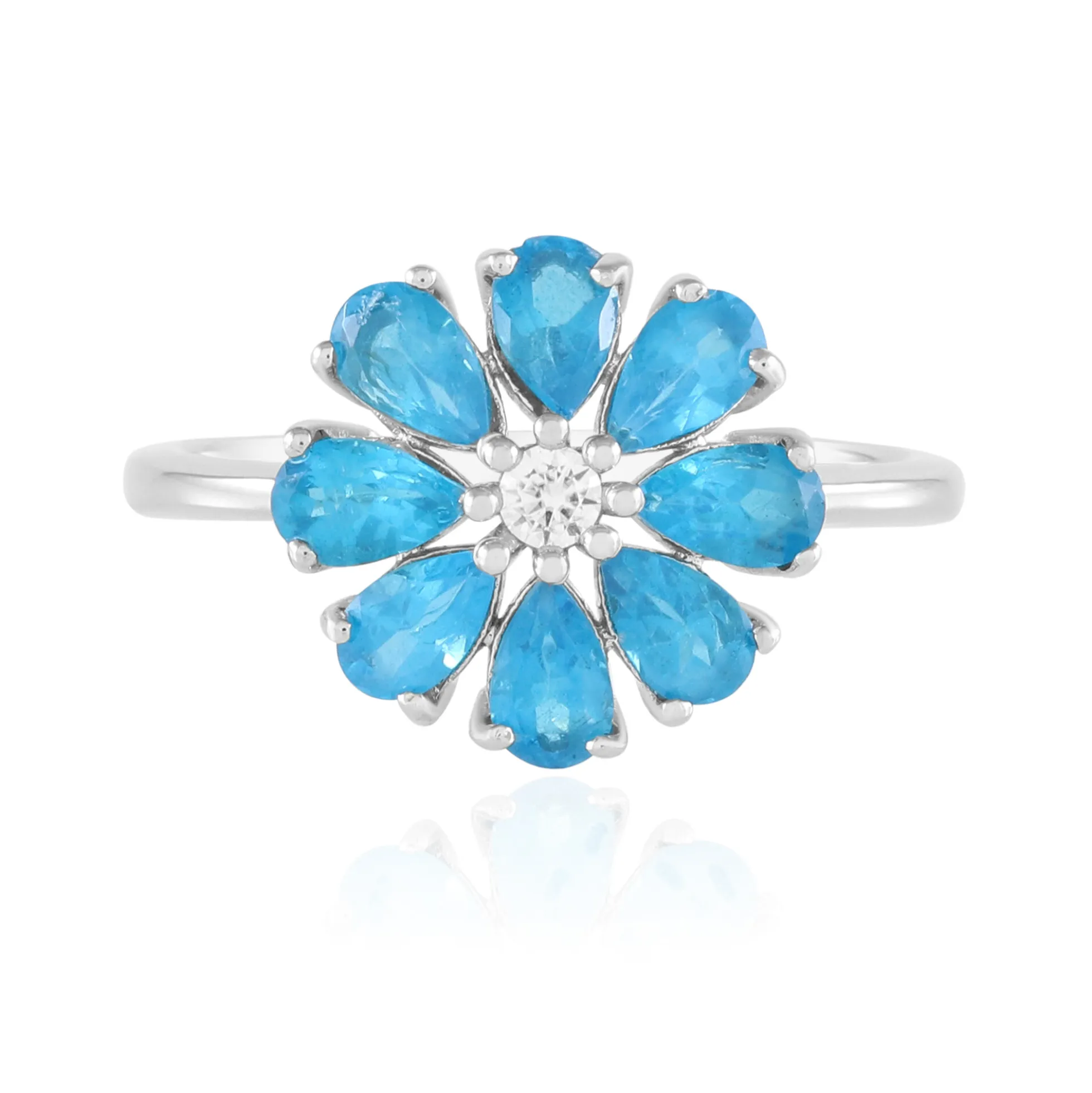 Neonblauer Apatit-Silberring