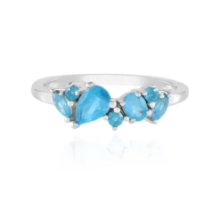 Neonblauer Apatit-Silberring