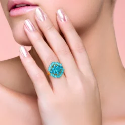 Neonblauer Apatit-Silberring