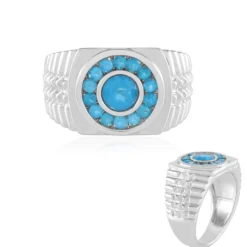 Neonblauer Apatit-Silberring