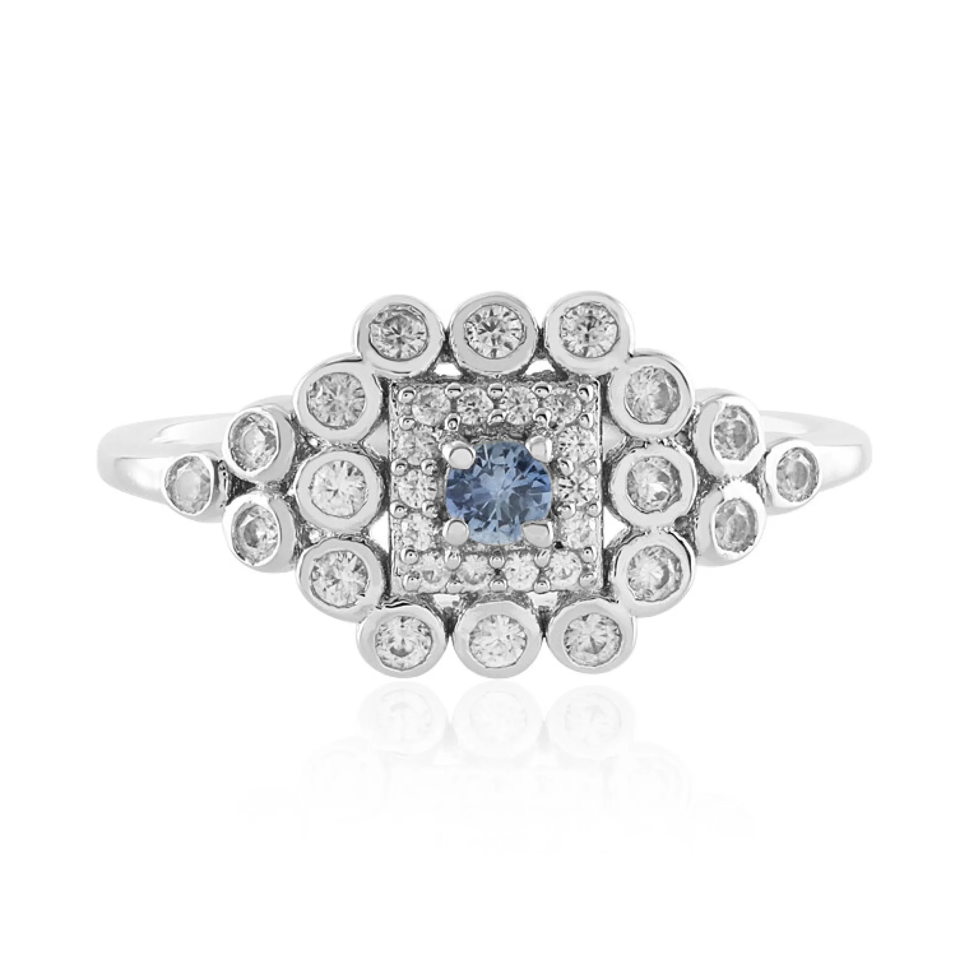 Nicht erhitzter Blauer Ceylon-Saphir-Silberring