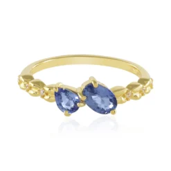 Nicht erhitzter Blauer Ceylon-Saphir-Silberring