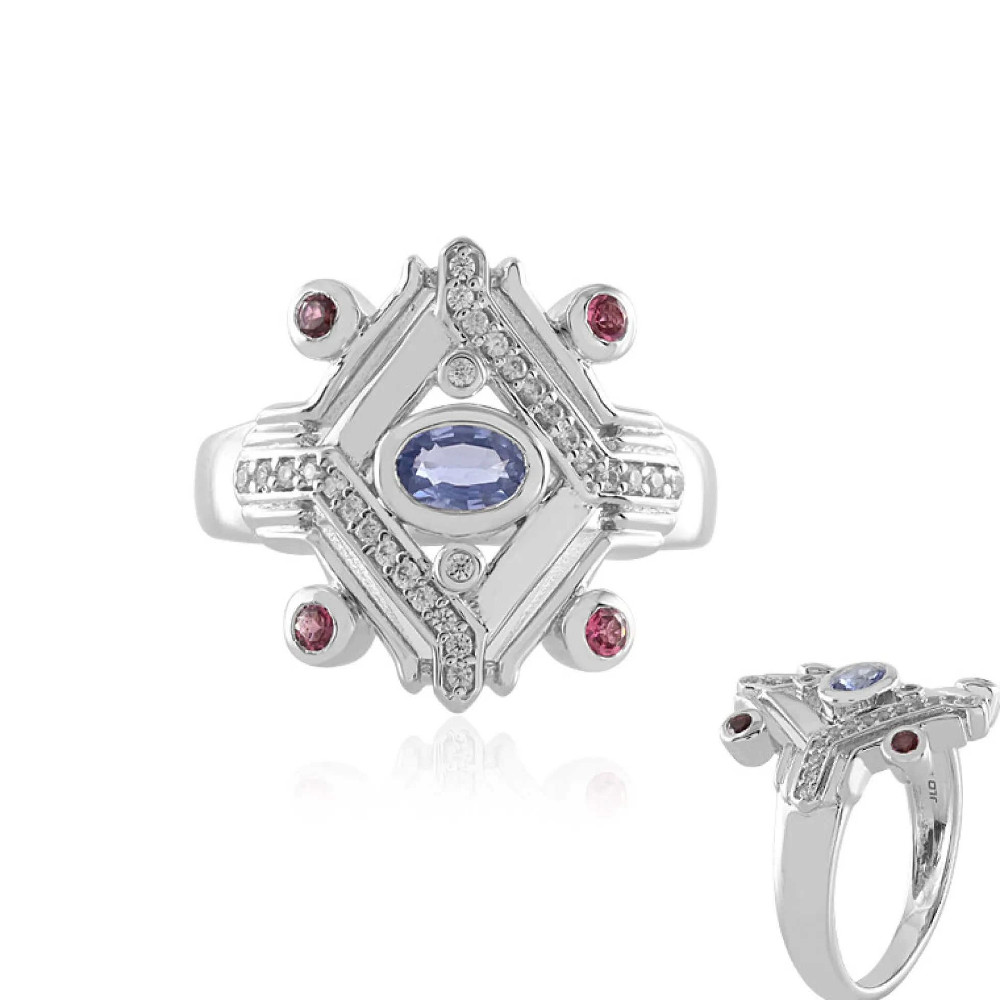 Nicht erhitzter Blauer Ceylon-Saphir-Silberring