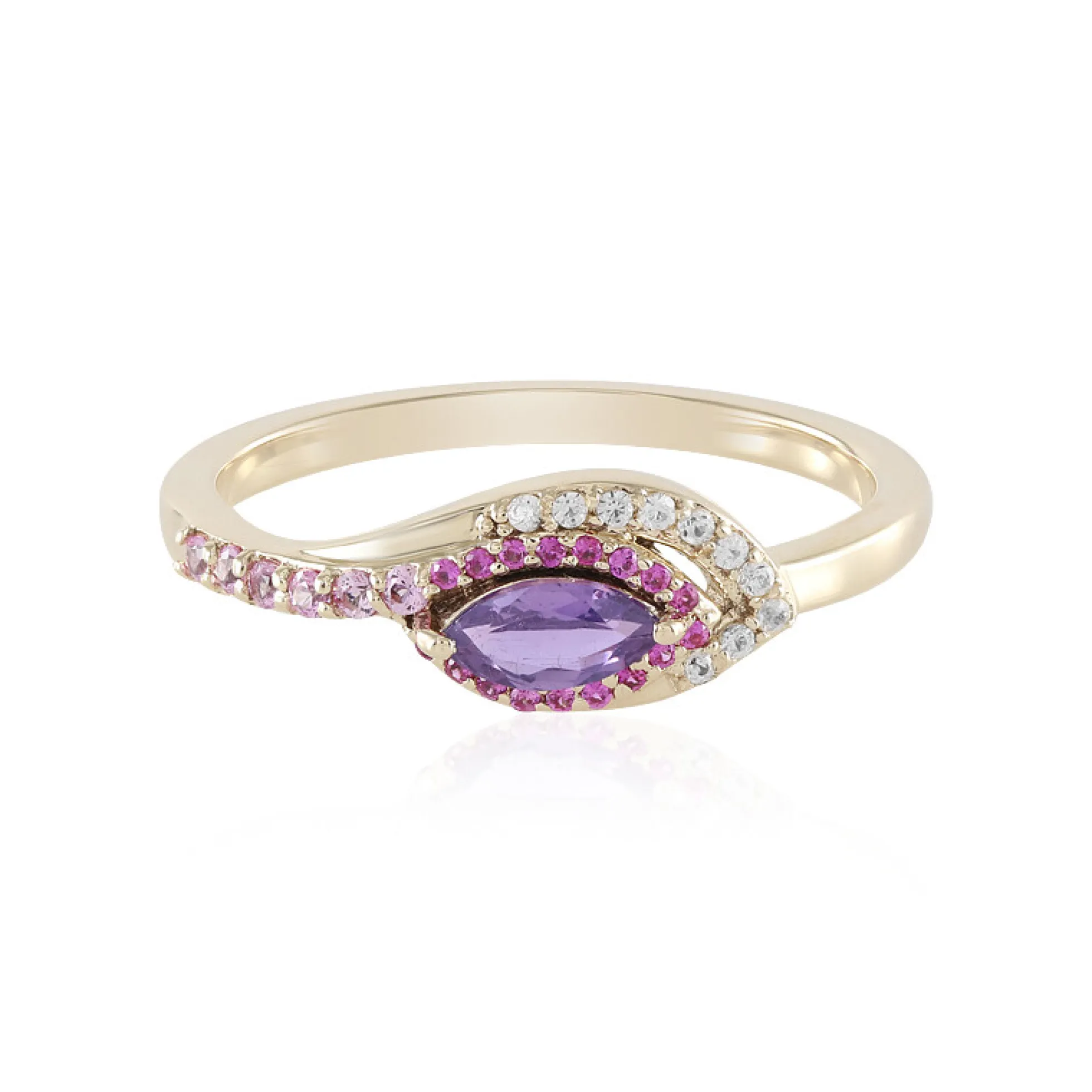 Nicht erhitzter Purpurfarbener Ceylon-Saphir-Goldring