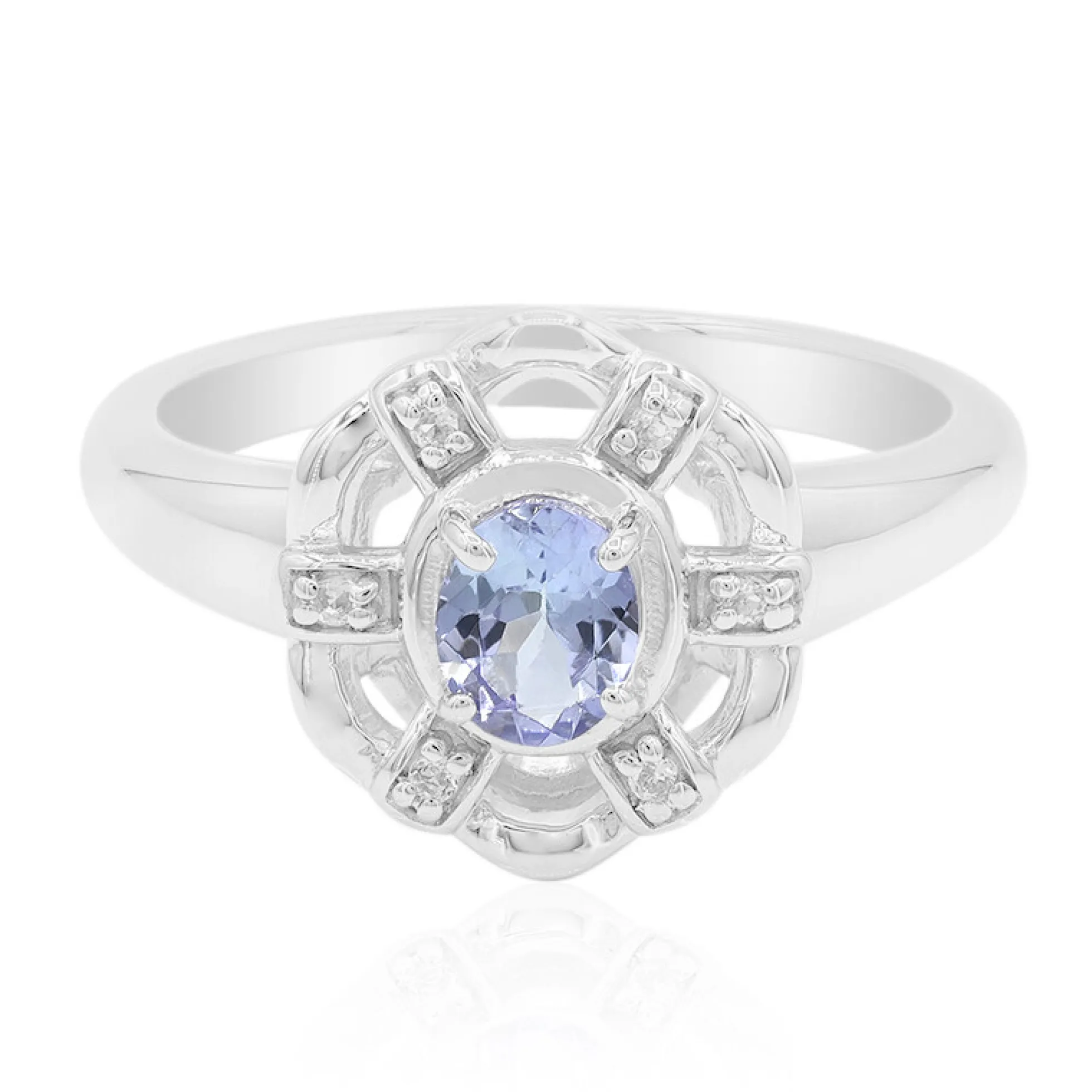 Nicht erhitzter Tansanit-Silberring