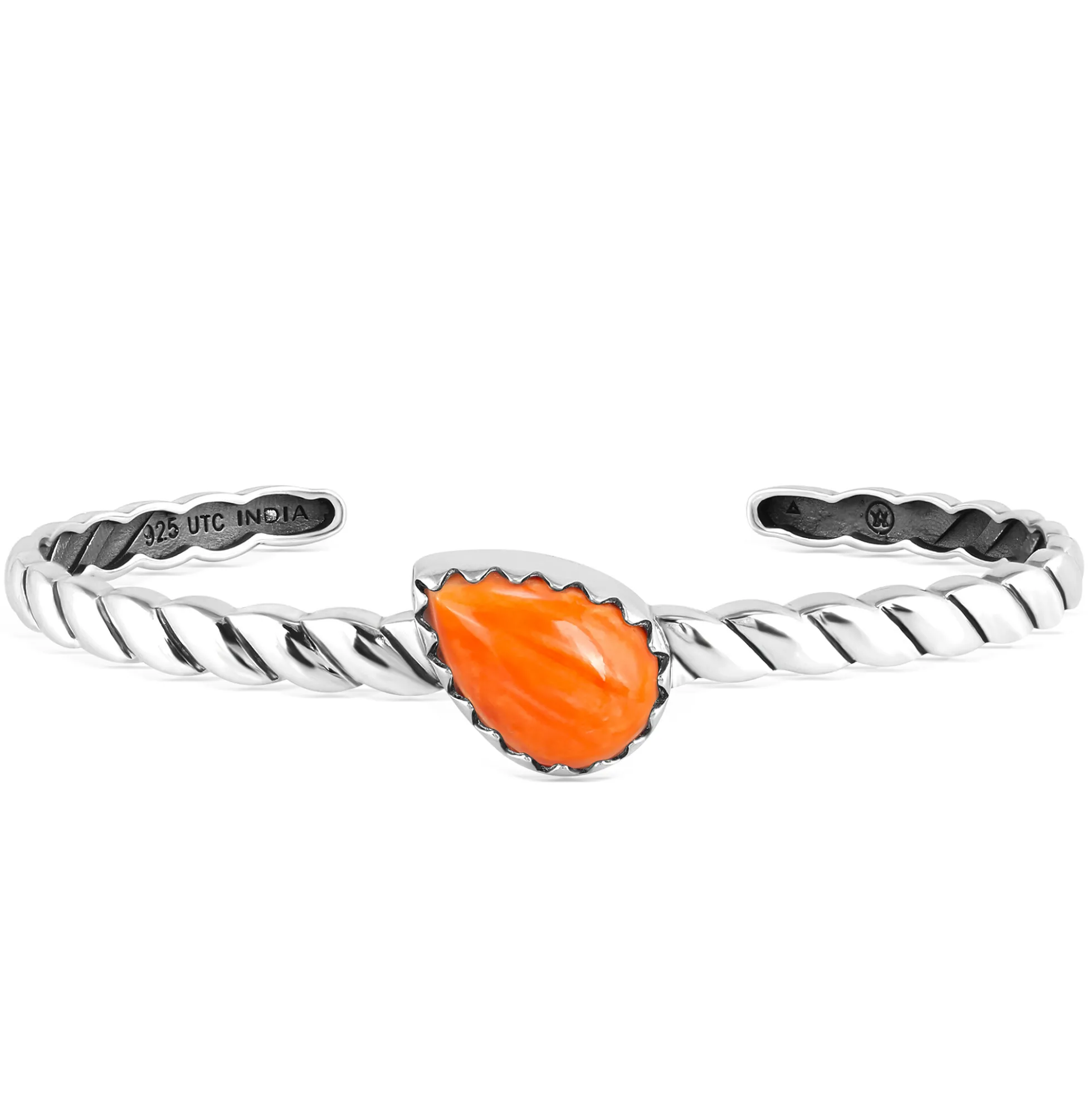 Orange Stachelauster-Silberarmreif