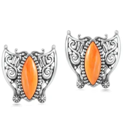 Orange Stachelauster-Silberohrringe