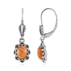Orange Stachelauster-Silberohrringe