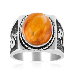 Orange Stachelauster-Silberring