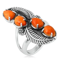 Orange Stachelauster-Silberring