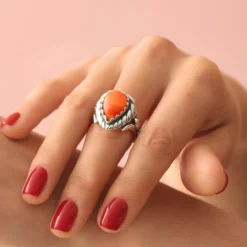 Orange Stachelauster-Silberring
