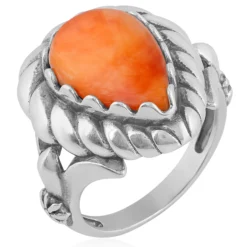 Orange Stachelauster-Silberring