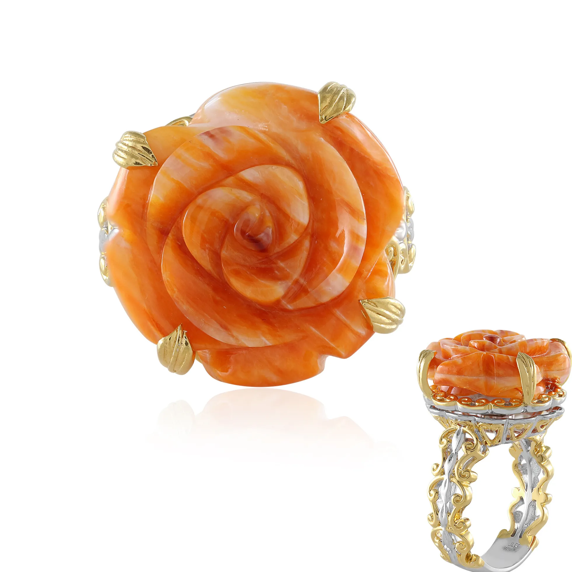 Orange Stachelauster-Silberring