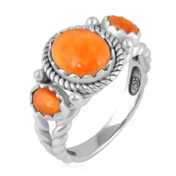 Orange Stachelauster-Silberring
