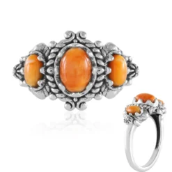 Orange Stachelauster-Silberring