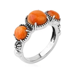 Orange Stachelauster-Silberring