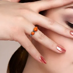 Orange Stachelauster-Silberring