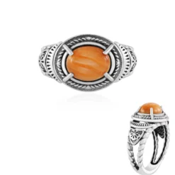 Orange Stachelauster-Silberring