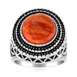 Orange Stachelauster-Silberring