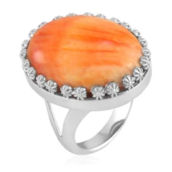 Orange Stachelauster-Silberring