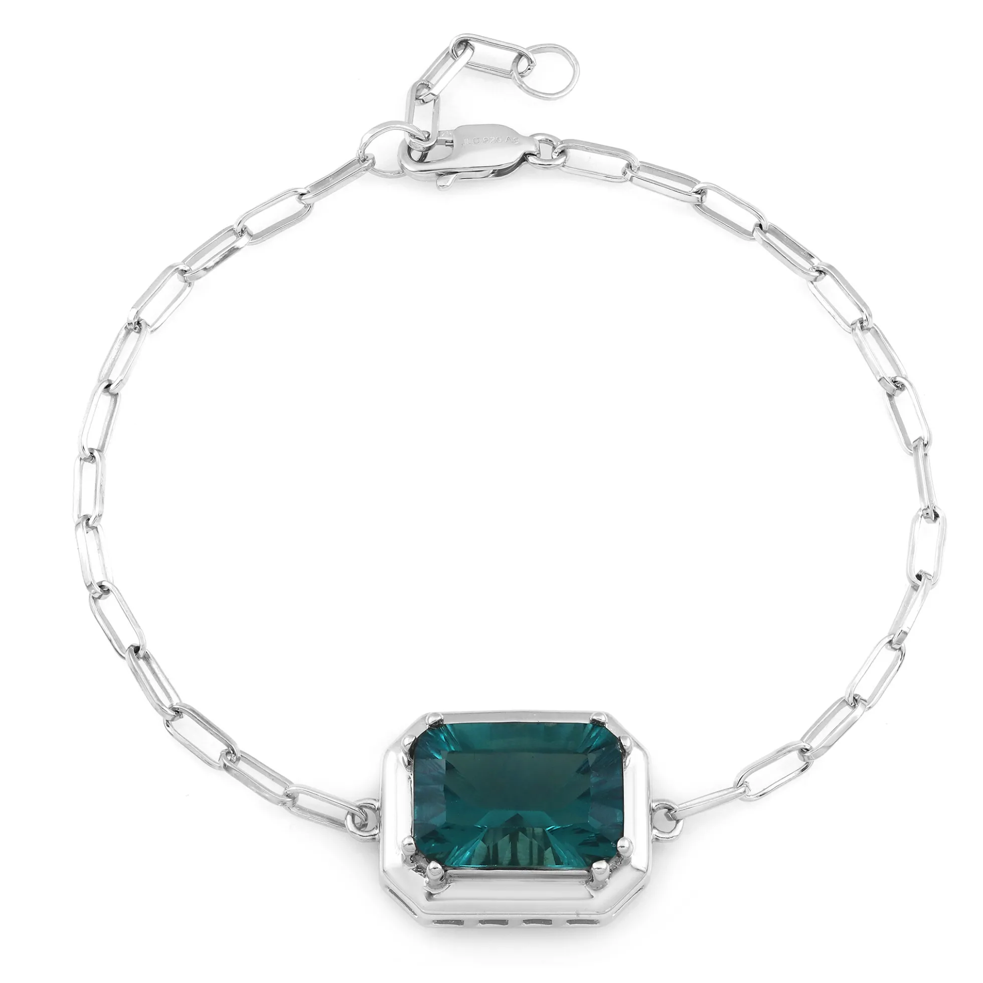 Petrolfarbener Fluorit-Silberarmband