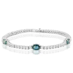 Petrolfarbener Saphir-Silberarmband