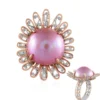 Pinkfarbene Mabe-Perlen-Silberring