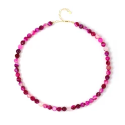 Pinkfarbener Achat-Silberhalskette