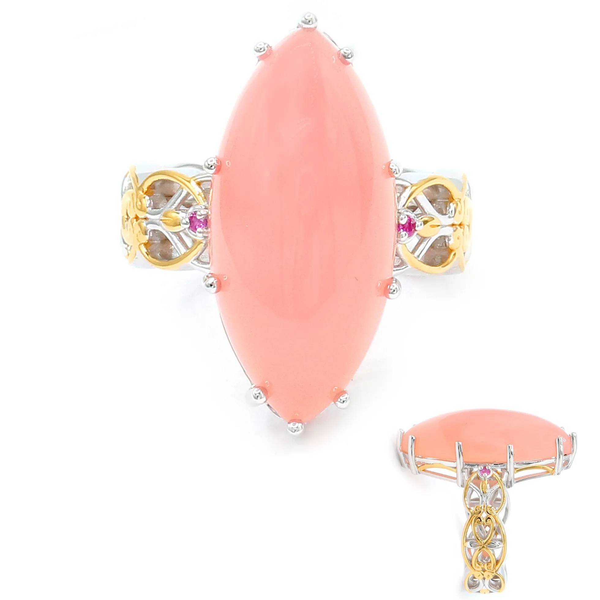 Pinkfarbener Chalzedon-Silberring