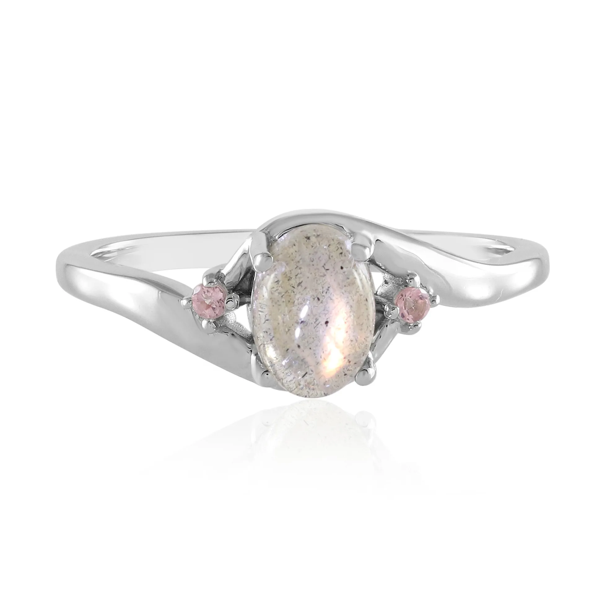 Pinkfarbener Maniry-Labradorit-Silberring