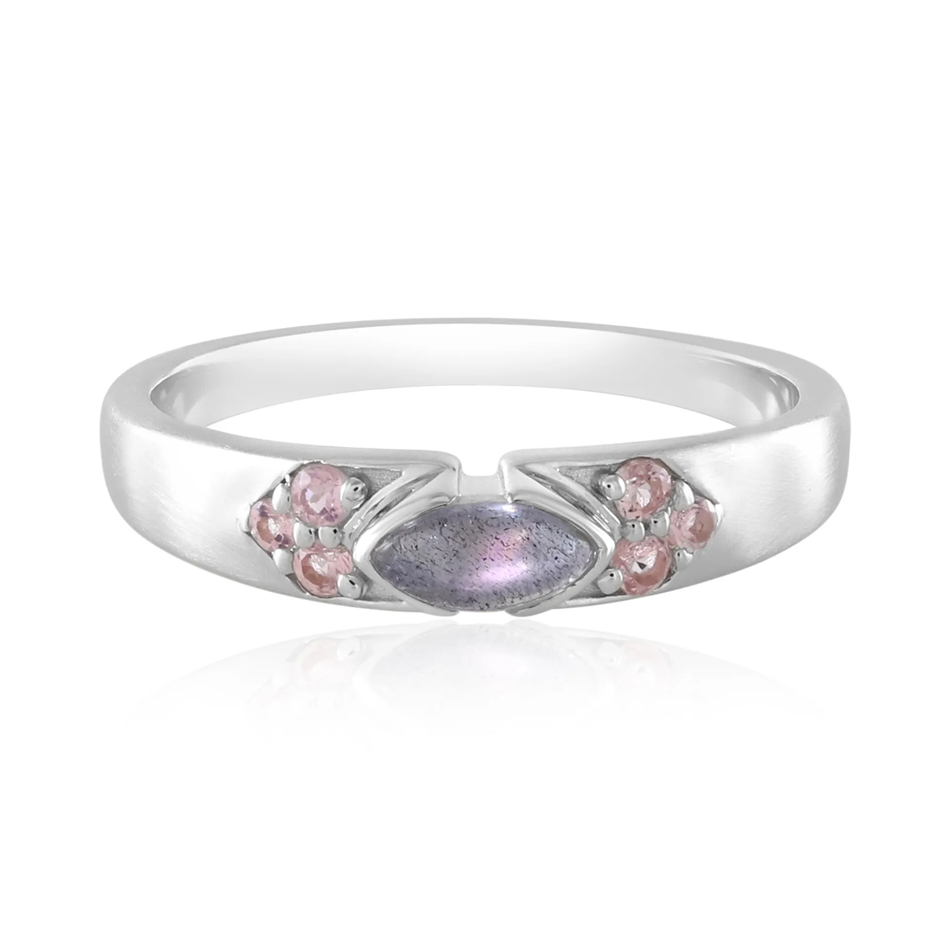 Pinkfarbener Maniry-Labradorit-Silberring