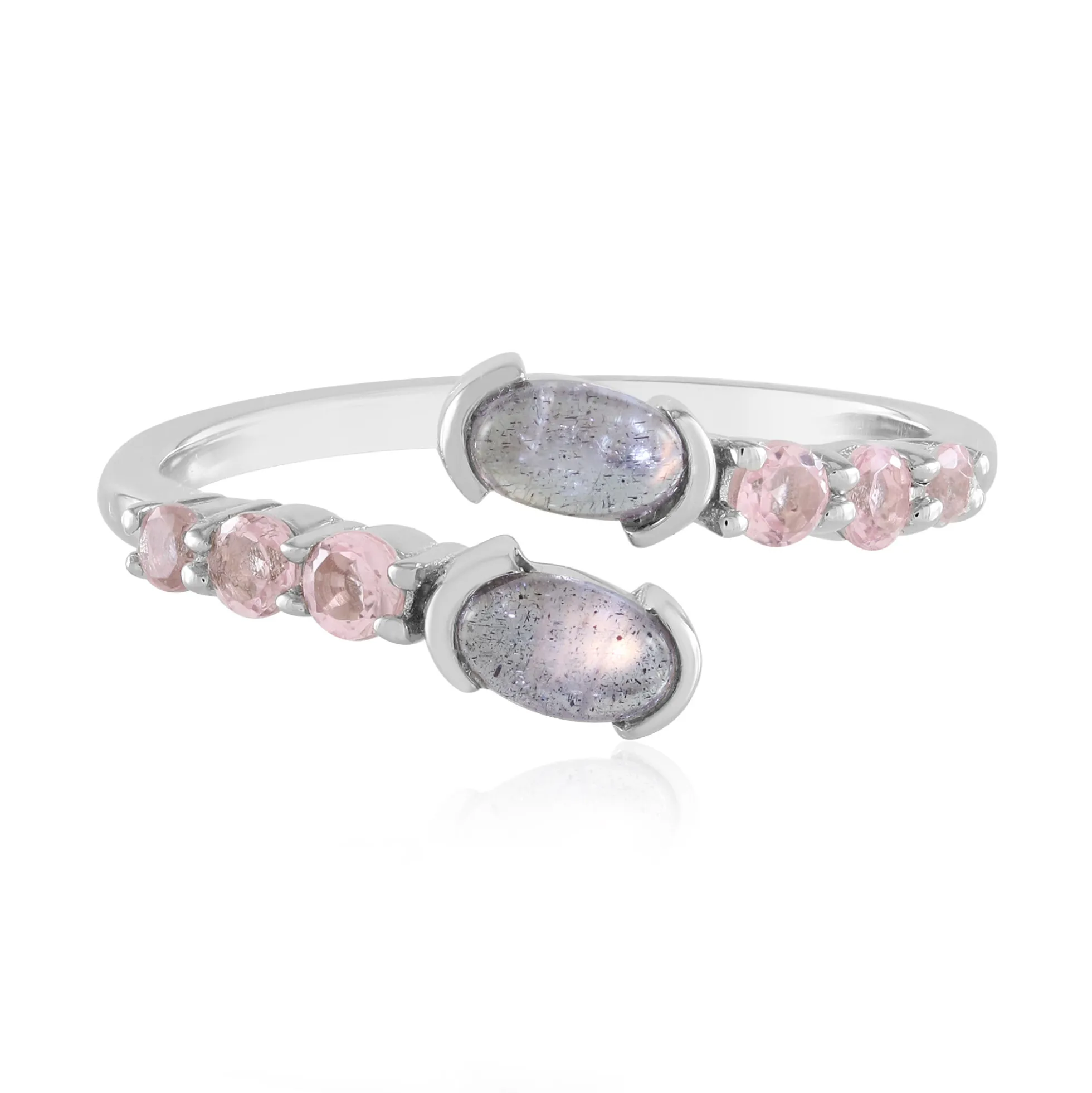 Pinkfarbener Maniry-Labradorit-Silberring