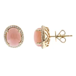 Pinkfarbener Opal-Goldohrringe