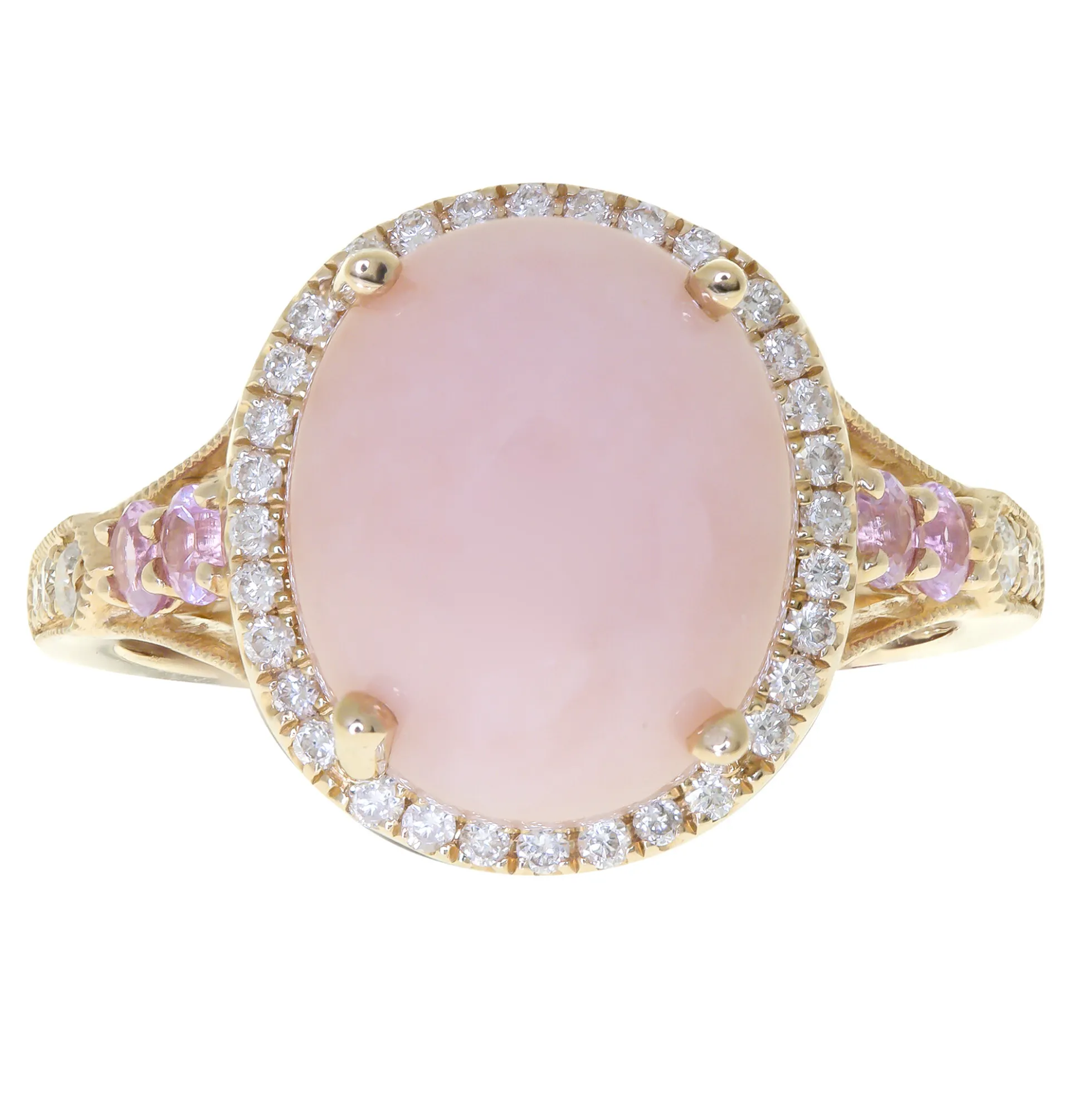 Pinkfarbener Opal-Goldring