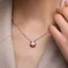 Pinkfarbener Opal-Silberanhänger