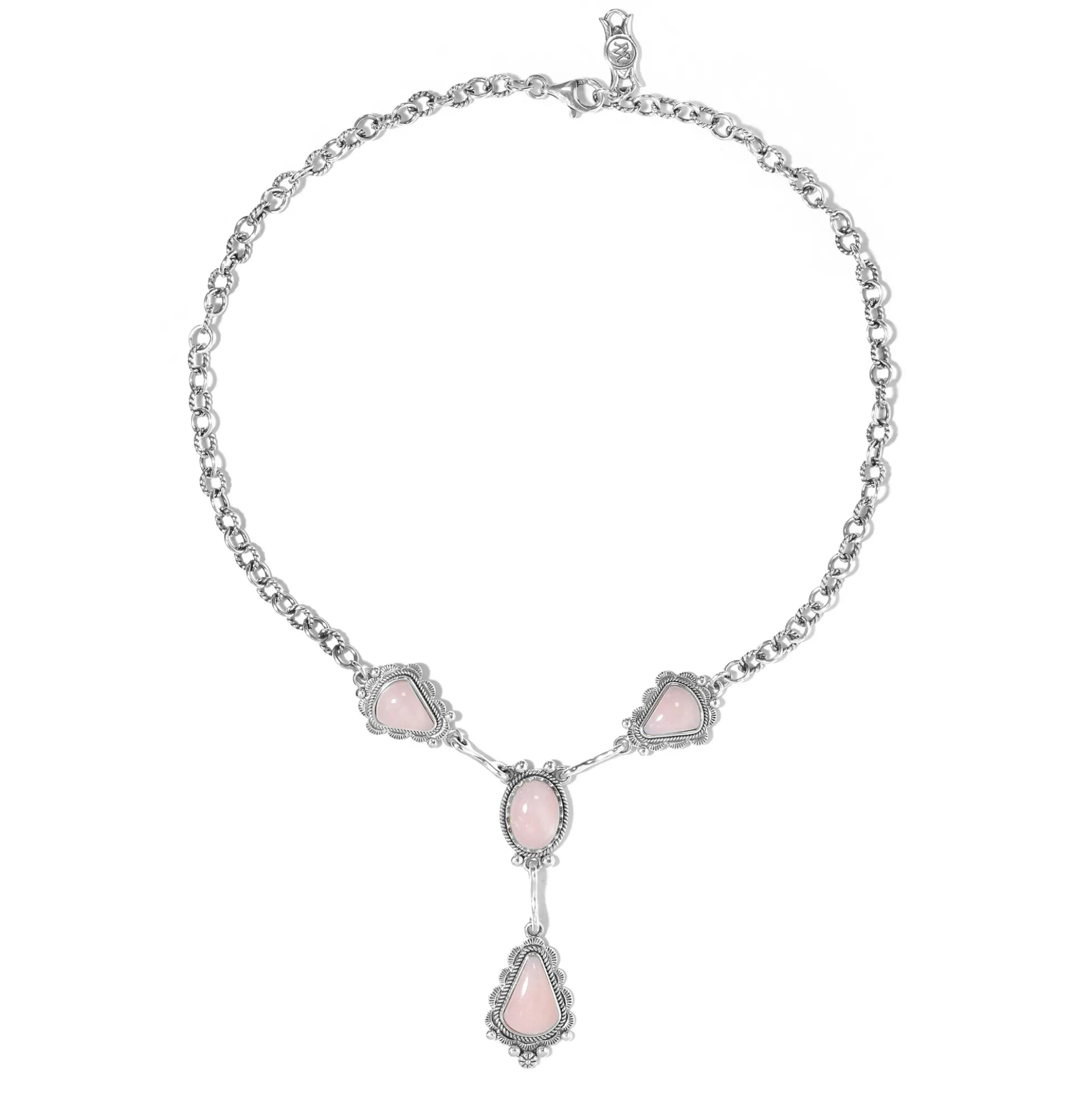 Pinkfarbener Opal-Silbercollier