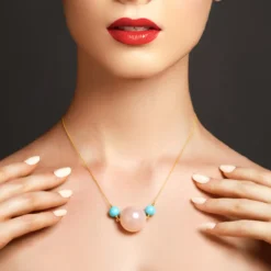 Pinkfarbener Opal-Silbercollier