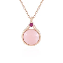 Pinkfarbener Opal-Silberhalskette