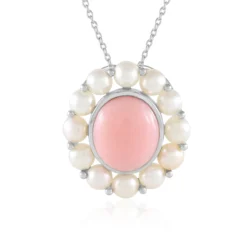 Pinkfarbener Opal-Silberhalskette