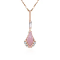 Pinkfarbener Opal-Silberhalskette